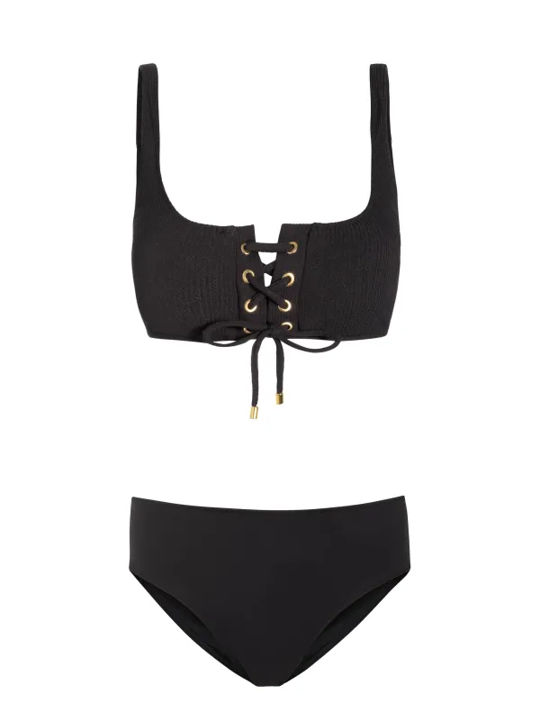 Samara Top + Classic Midrise Bottom In Black Texture sold by Change of Scenery