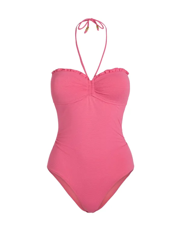 Talia One Piece In Hibiscus Metallic sold by Change of Scenery