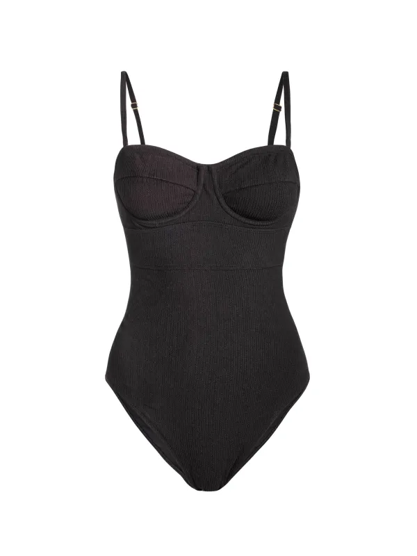 Anabel One Piece In Black Texture sold by Change of Scenery