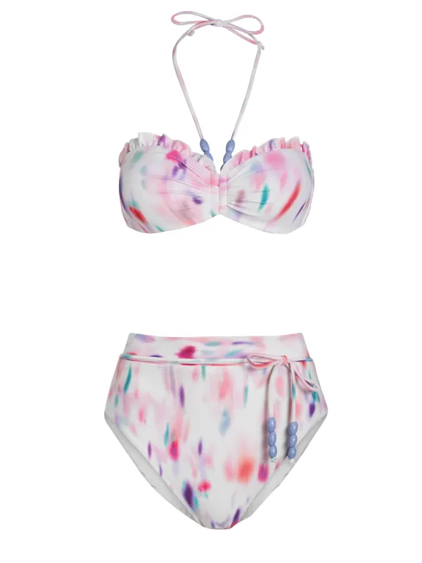 Alexis Top + Belted Hi Leg Hi Waist Bottom In Hazy Ikat Ivory sold by Change of Scenery