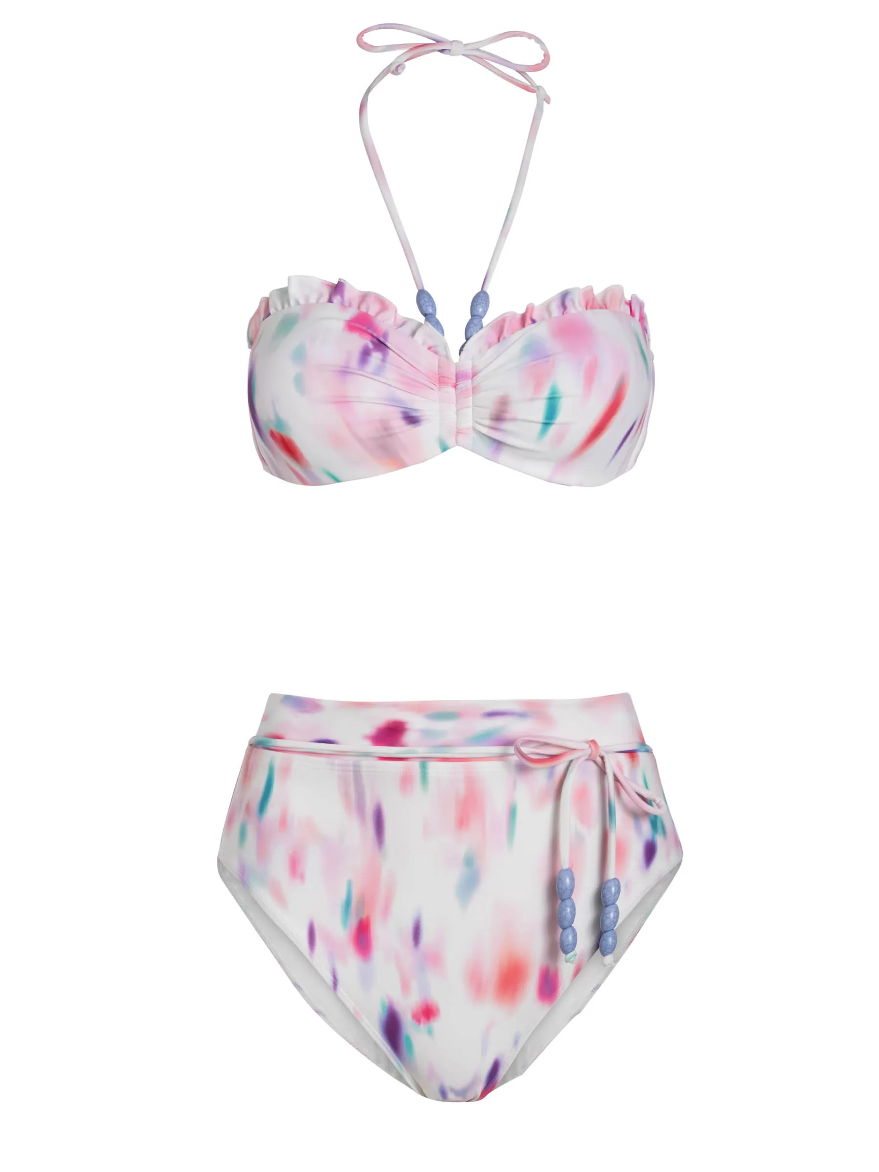 Alexis Top + Belted Hi Leg Hi Waist Bottom In Hazy Ikat Ivory sold by Change of Scenery