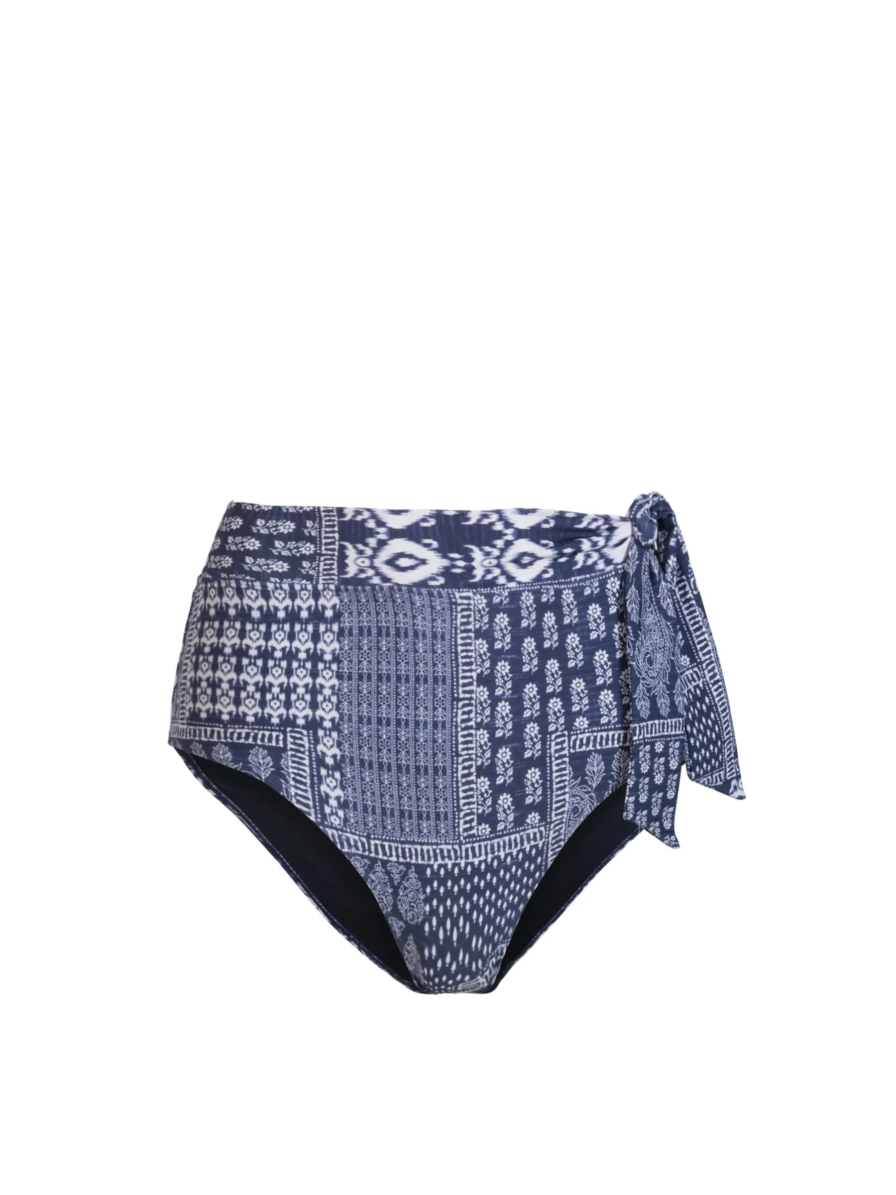 Side Tie High Waist Bottom In Tivara Patchwork sold by Change of Scenery
