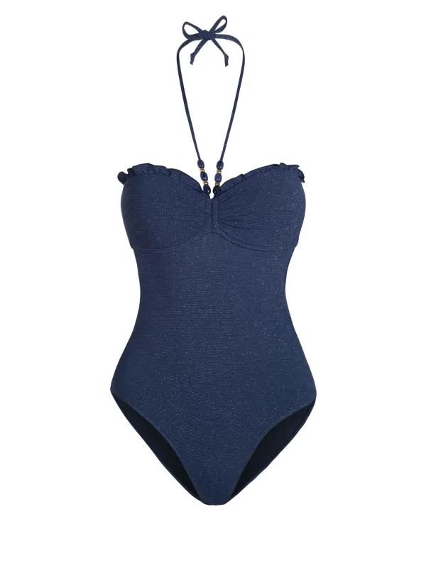 Talia One Piece In Marine Blue Metallic sold by Change of Scenery