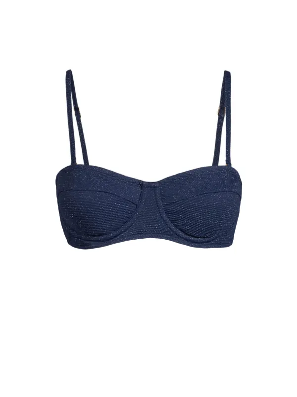 Nellie Top In Marine Blue Metallic sold by Change of Scenery