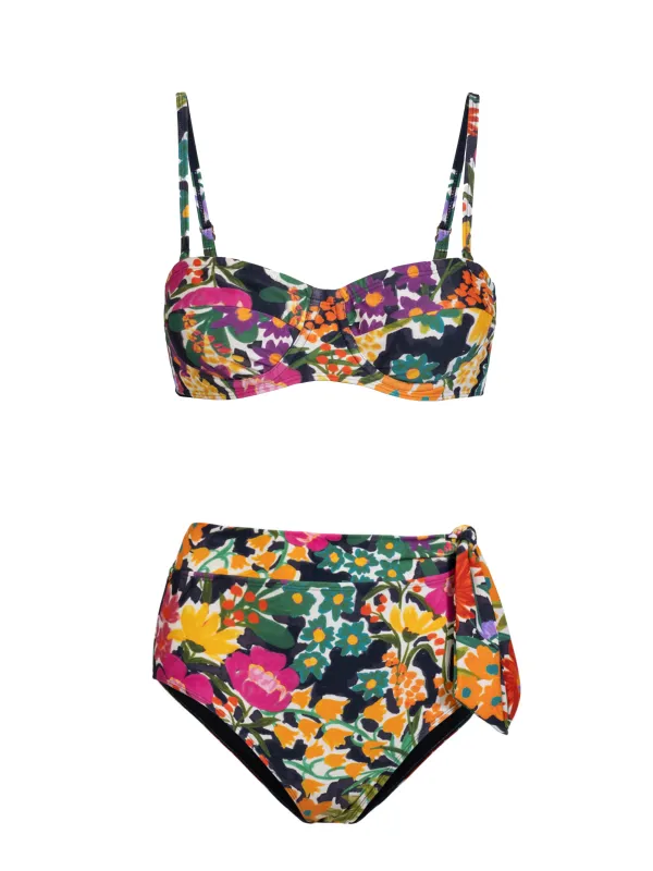 Nellie Top + Side Tie High Waist Bottom In Gardenia sold by Change of Scenery