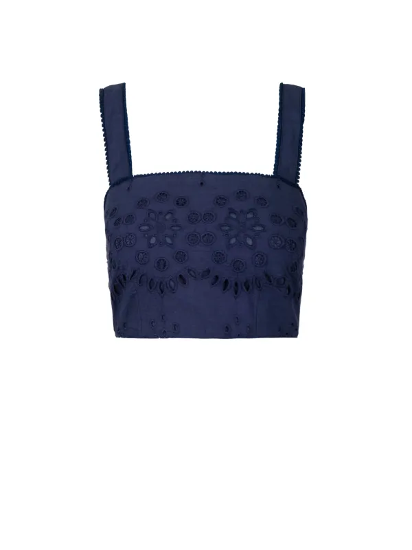 Ilyssa Crop Top In Navy Calypso Eyelet sold by Change of Scenery