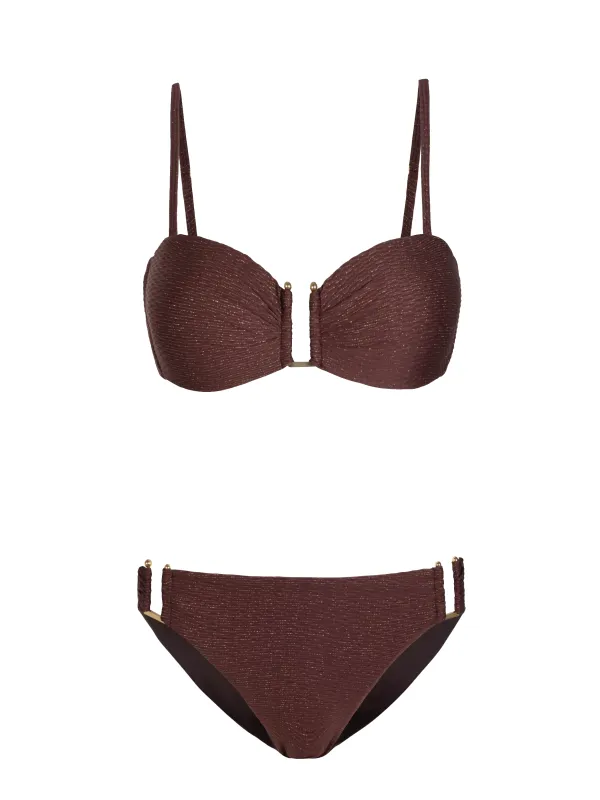 Gina Top + Layla Bottom in Cacao Metallic sold by Change of Scenery