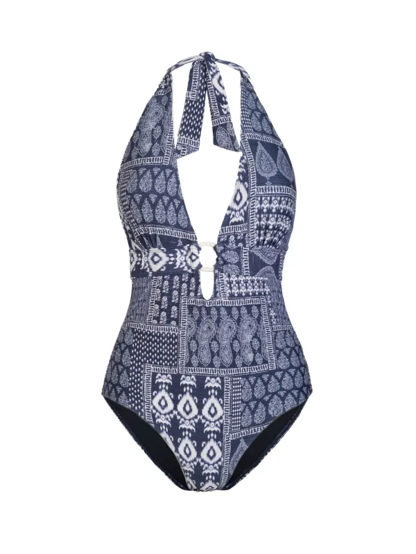 Gabrielle Halter One Piece In Tivara Patchwork sold by Change of Scenery