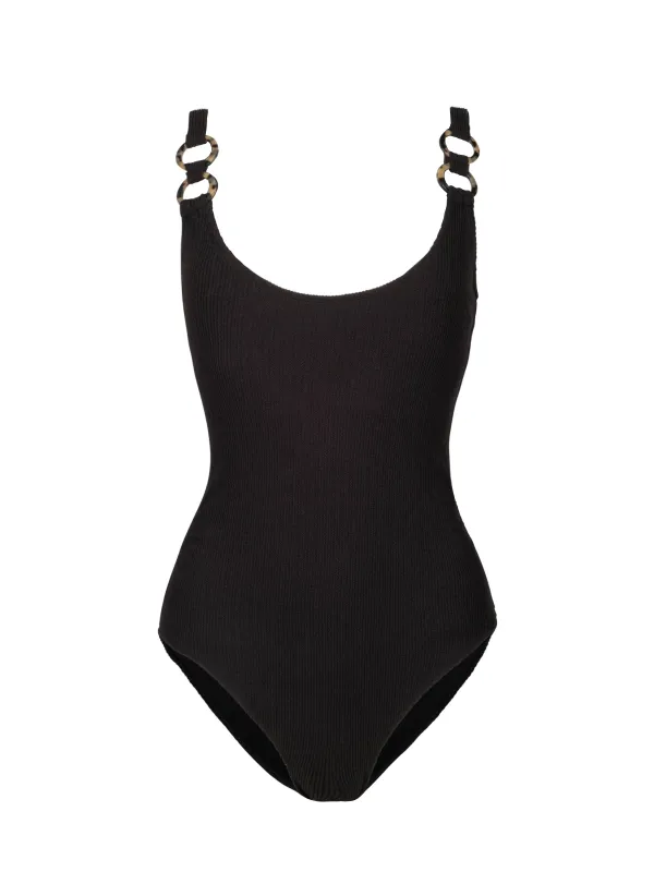Chloe Tank One Piece In Black Texture sold by Change of Scenery