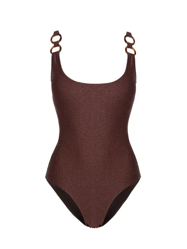 Chloe Tank One Piece In Cacao Metallic sold by Change of Scenery