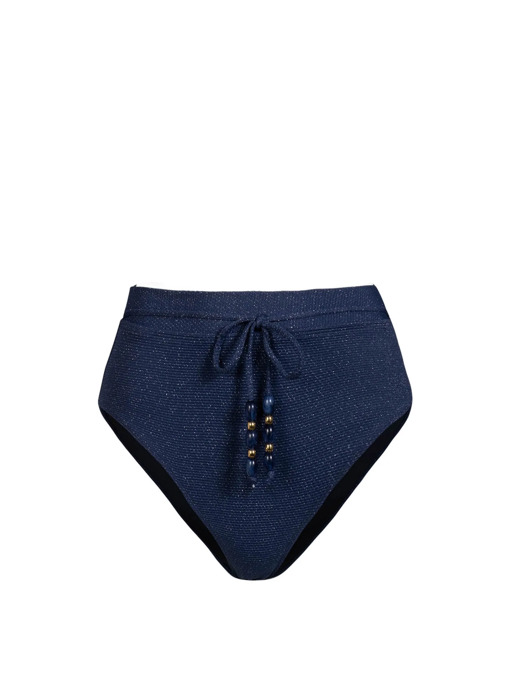 Belted Hi Waist Hi Leg Bottom In Marine Blue Metallic sold by Change of Scenery