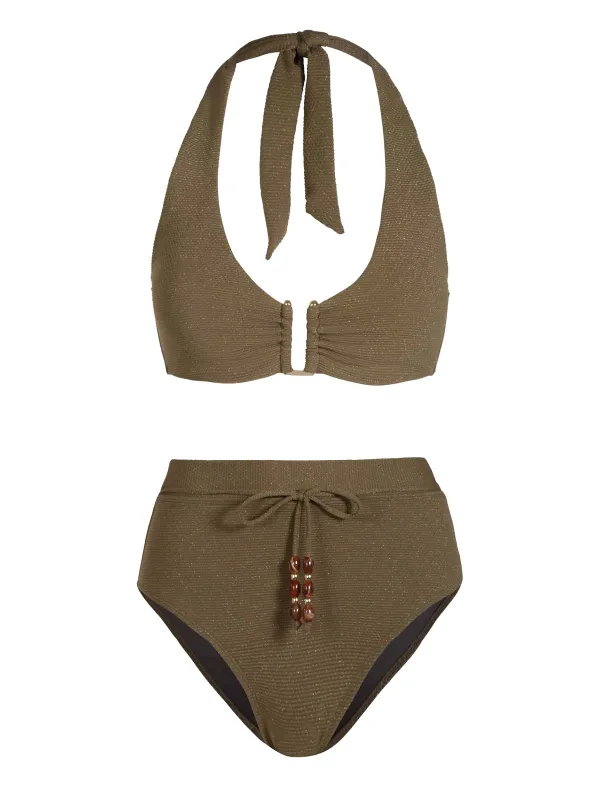 Shana Top + Belted Hi Leg Hi Waist Bottom In Martini Metallic sold by Change of Scenery