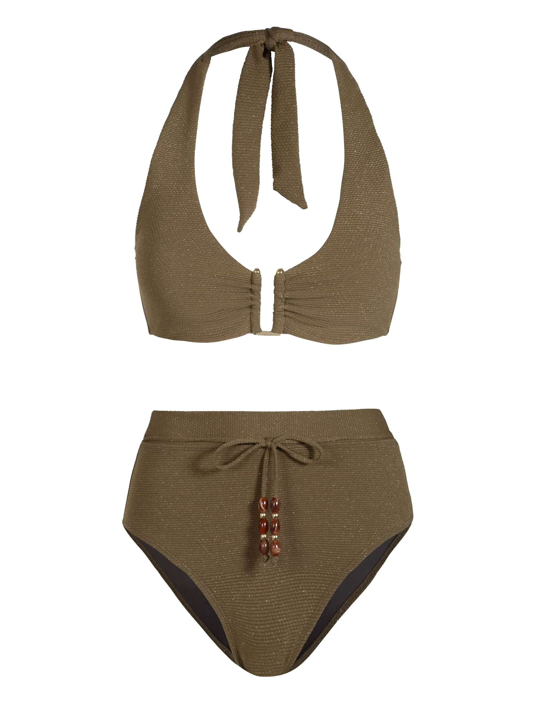 Shana Top + Belted Hi Leg Hi Waist Bottom In Martini Metallic sold by Change of Scenery