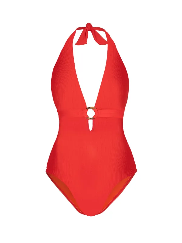 Gabrielle Halter One Piece In Guava Red Texture made by Change of Scenery
