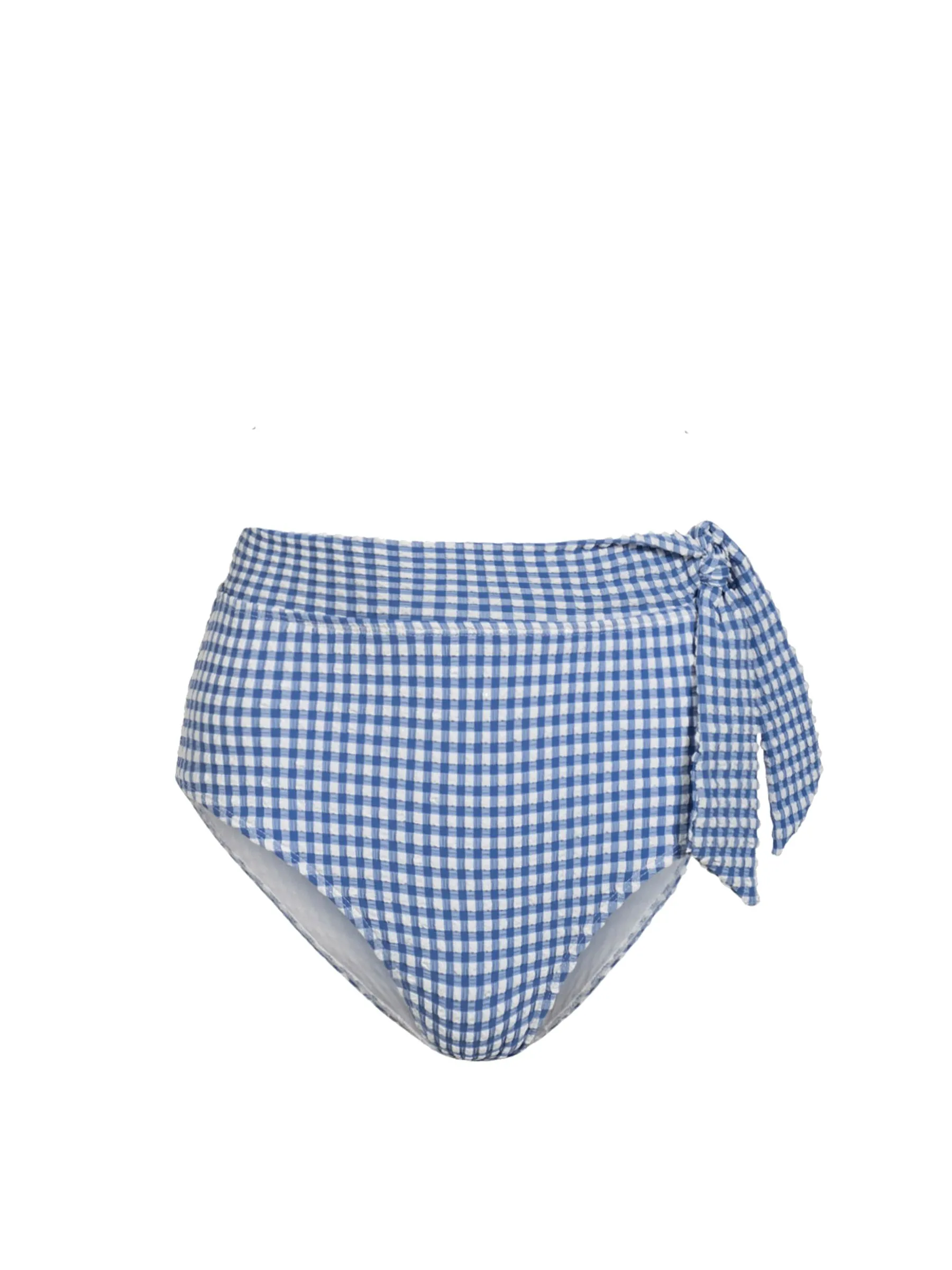 Side Tie High Waist Bottom In Bluebell Gingham sold by Change of Scenery