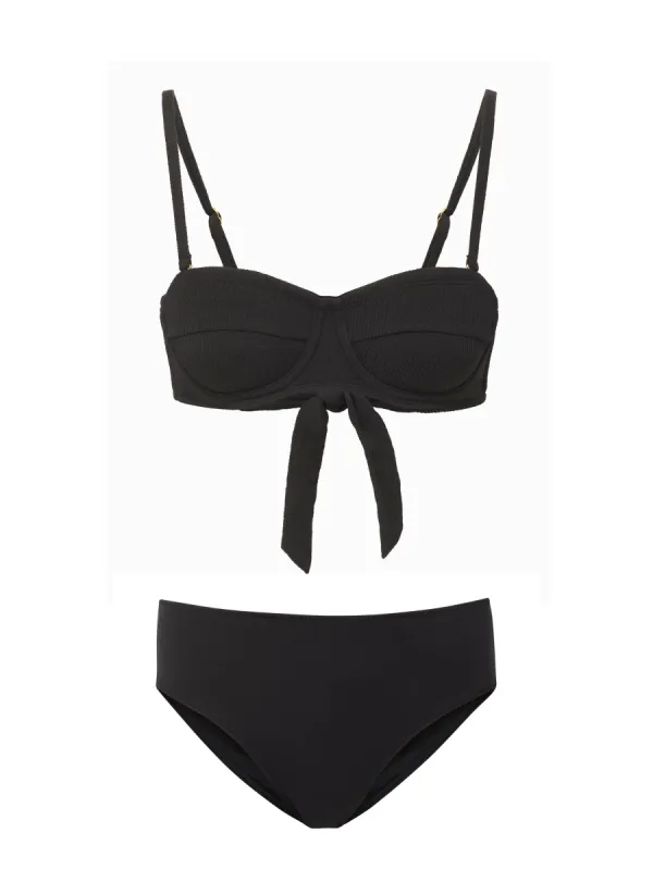 Nellie Top + Classic Midrise Bottom in Black Texture sold by Change of Scenery
