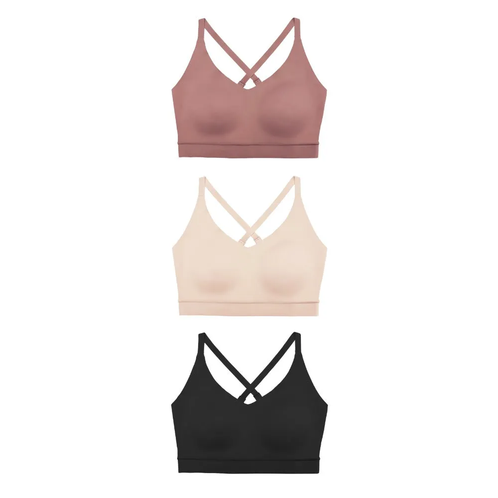 Floatley 3-Pack Cozy Wireless Scoop Plunge Bra sold by Floatley