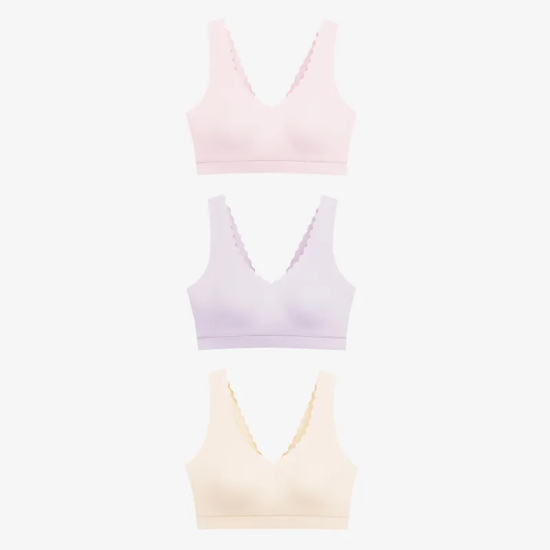 Floatley 3-Pack Cozy Wireless Scalloped Bra made by Floatley