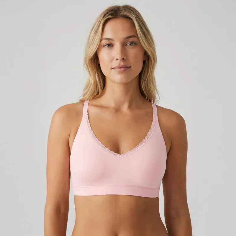 Floatley Cozy Wireless Lace Trim Scoop Plunge Bra made by Floatley