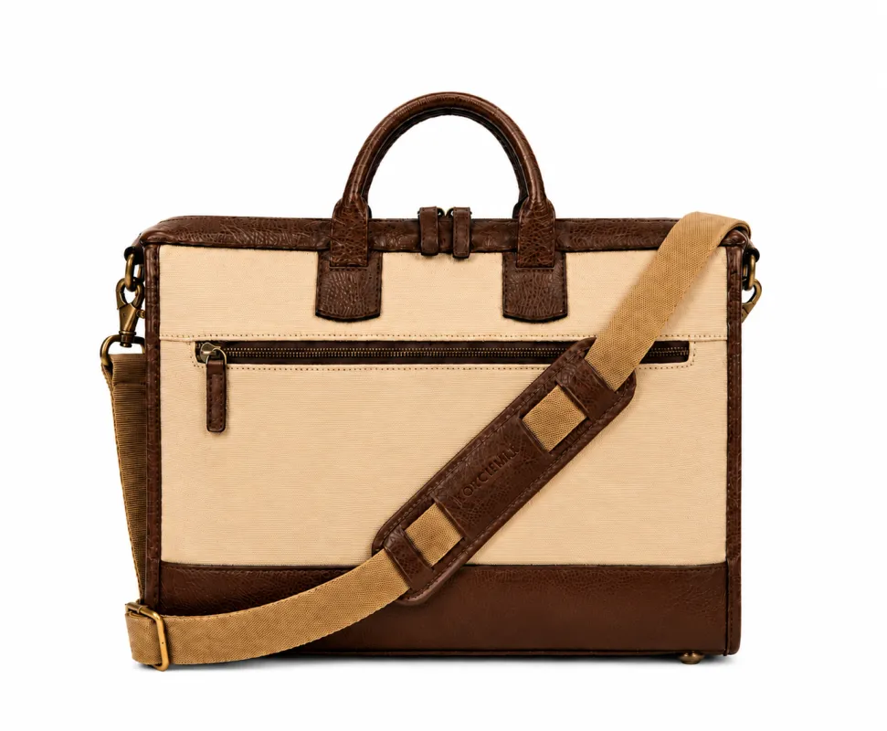 Sawyer Slim Waxed Cotton Twill Briefcase made by Korchmar
