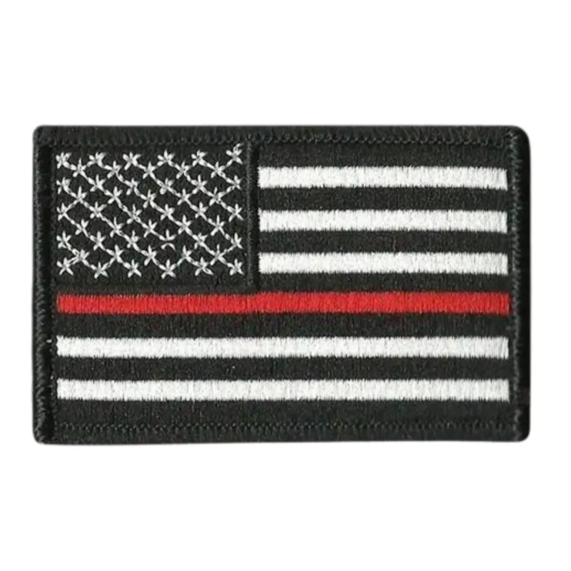 US Flag Patch - Thin Red Line Embroidered sold by Notch