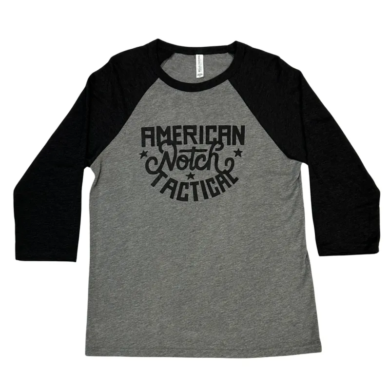 Notch American Tactical 3/4 Sleeve Baseball Tee - Heather Grey/Black sold by Notch