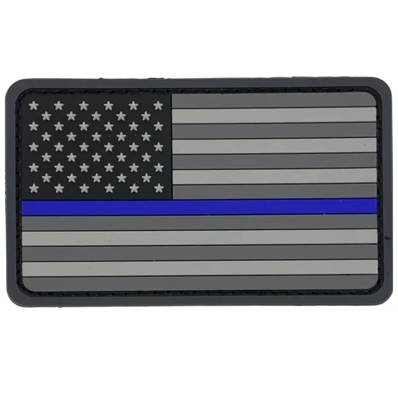 US Flag PVC Patch - Thin Blue Line Grey made by Notch
