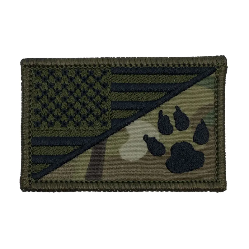 K9 Tracker Paw / US Flag Patch - MultiCam Camo sold by Notch