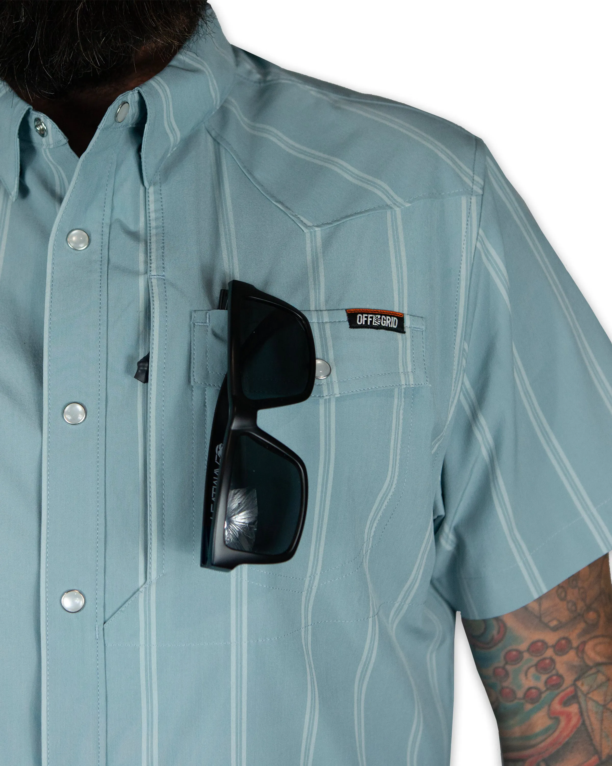 Daryll SS Shirt - Mid Blue sold by Off The Grid Surplus product image thumbnail 4