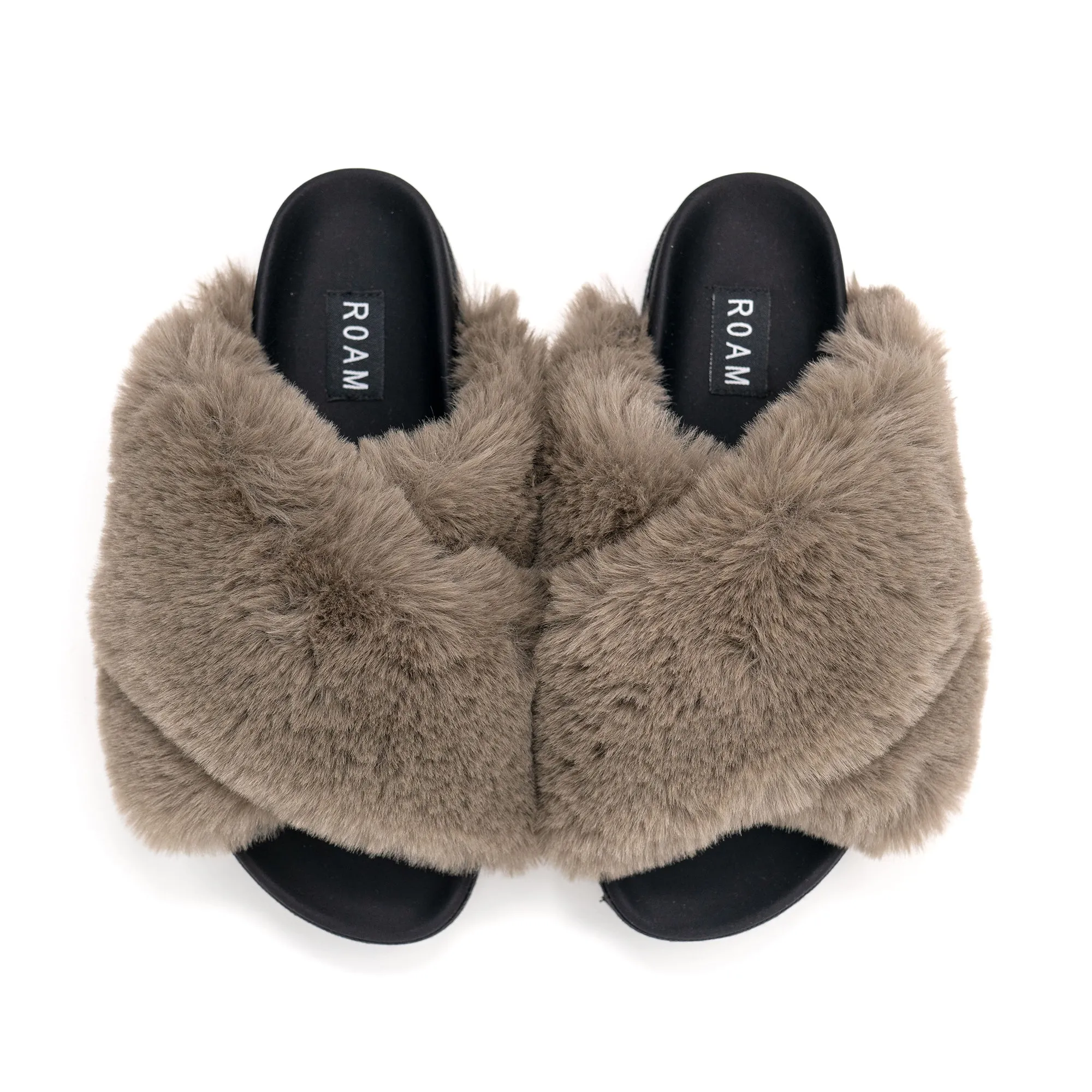 ROAM CLOUD SLIPPERS KHAKI FAUX FUR sold by ROAM