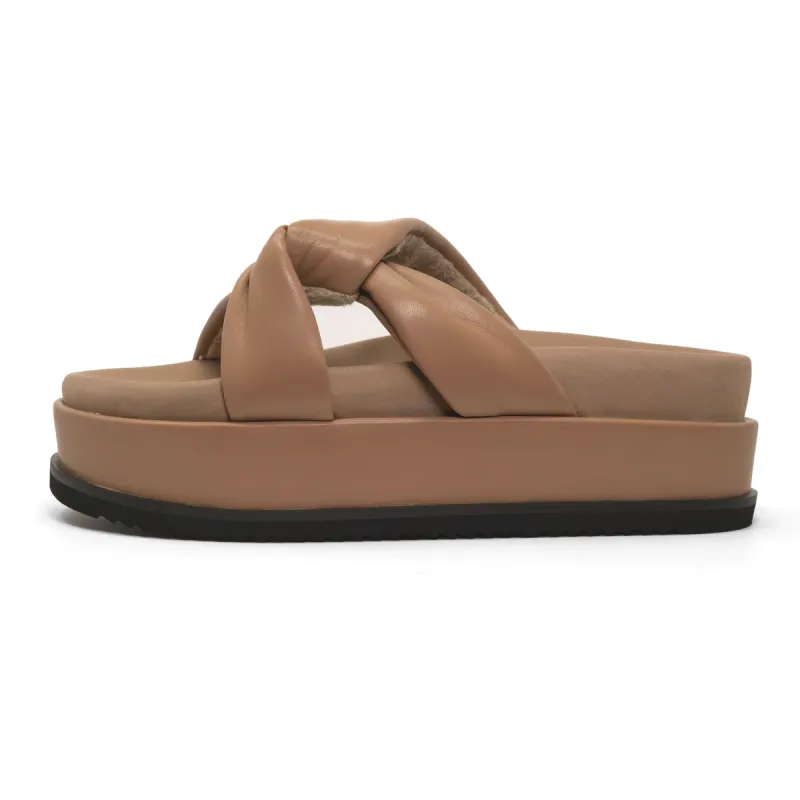 ROAM SIDE SLIP STACK PLATFORM NUDE VEGAN LEATHER sold by ROAM