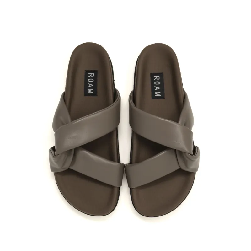 ROAM SIDE SLIP SANDAL TAUPE VEGAN LEATHER sold by ROAM
