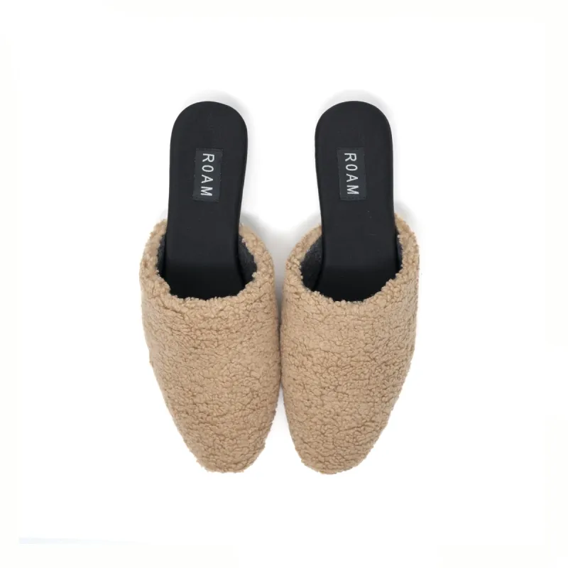 ROAM FUZZY MULE BEIGE FAUX SHEARLING sold by ROAM