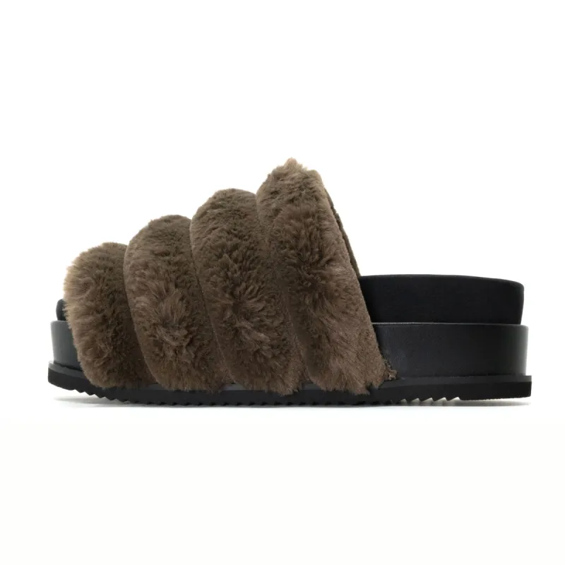 ROAM BUNNY STACK PLATFORM KHAKI FAUX FUR sold by ROAM