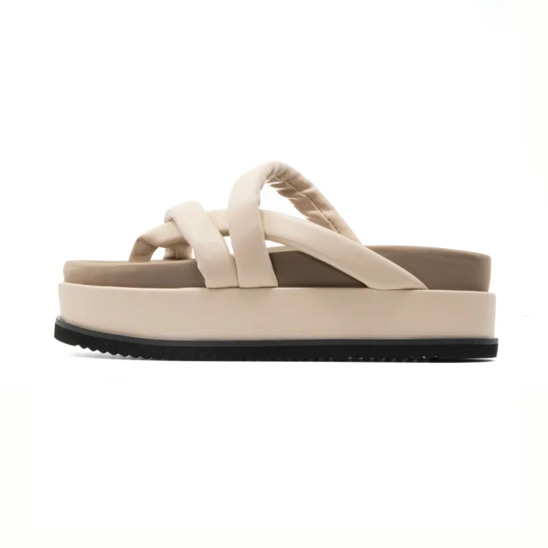 ROAM ASYMMETRICAL STACK PLATFORM CREAM VEGAN LEATHER sold by ROAM