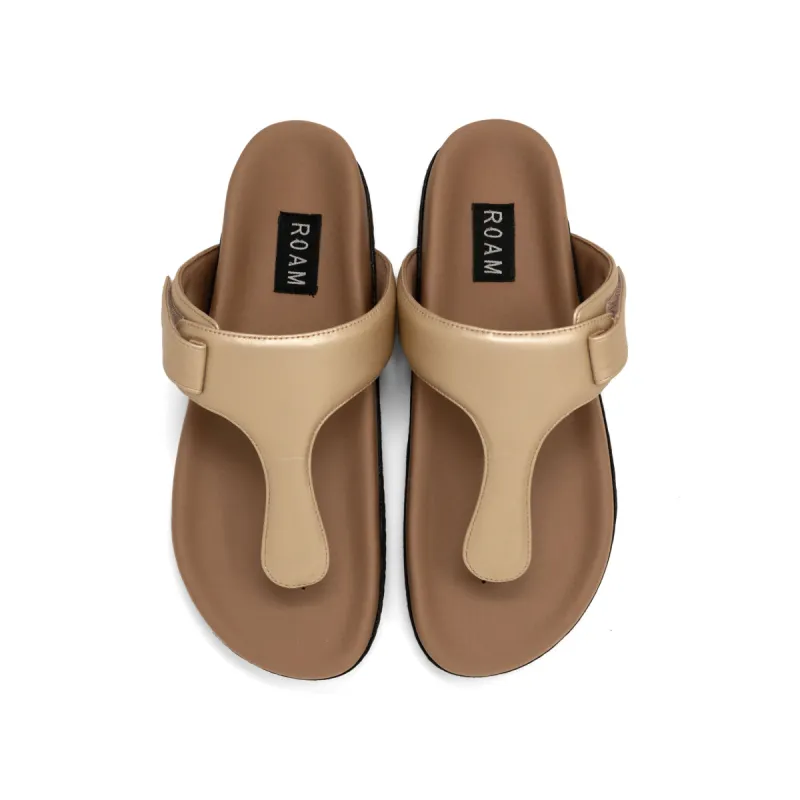 ROAM THE T SANDAL GOLD VEGAN LEATHER sold by ROAM