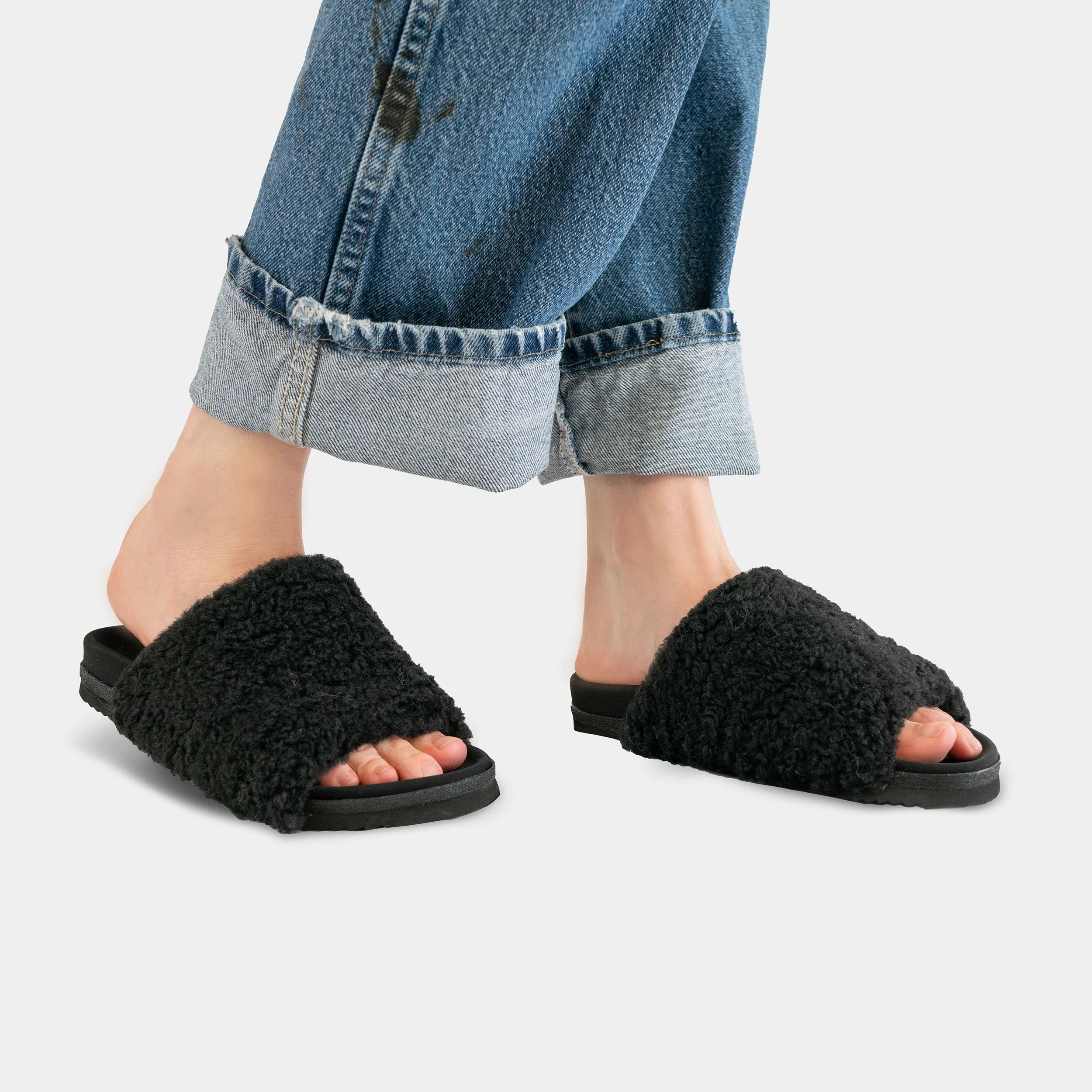 ROAM Fuzzy Slippers Black Faux Shearling sold by ROAM product image thumbnail 3