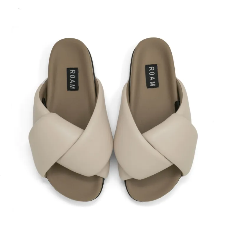 ROAM FOLDY PUFFY SANDALS CEMENT VEGAN LEATHER sold by ROAM