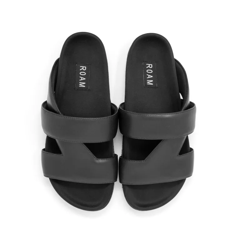 ROAM 7 SANDALS BLACK VEGAN LEATHER sold by ROAM