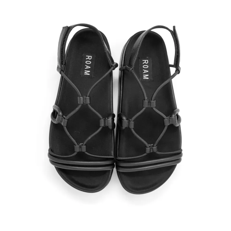 ROAM Linky Platform Sandal Black Vegan Leather sold by ROAM