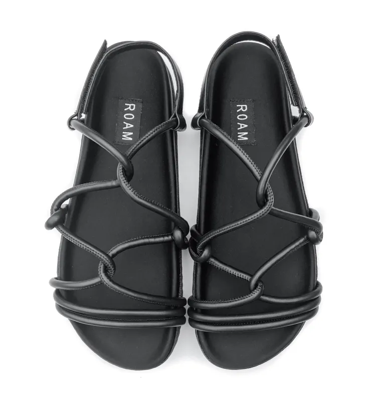 ROAM LINKY SANDALS BLACK VEGAN LEATHER sold by ROAM