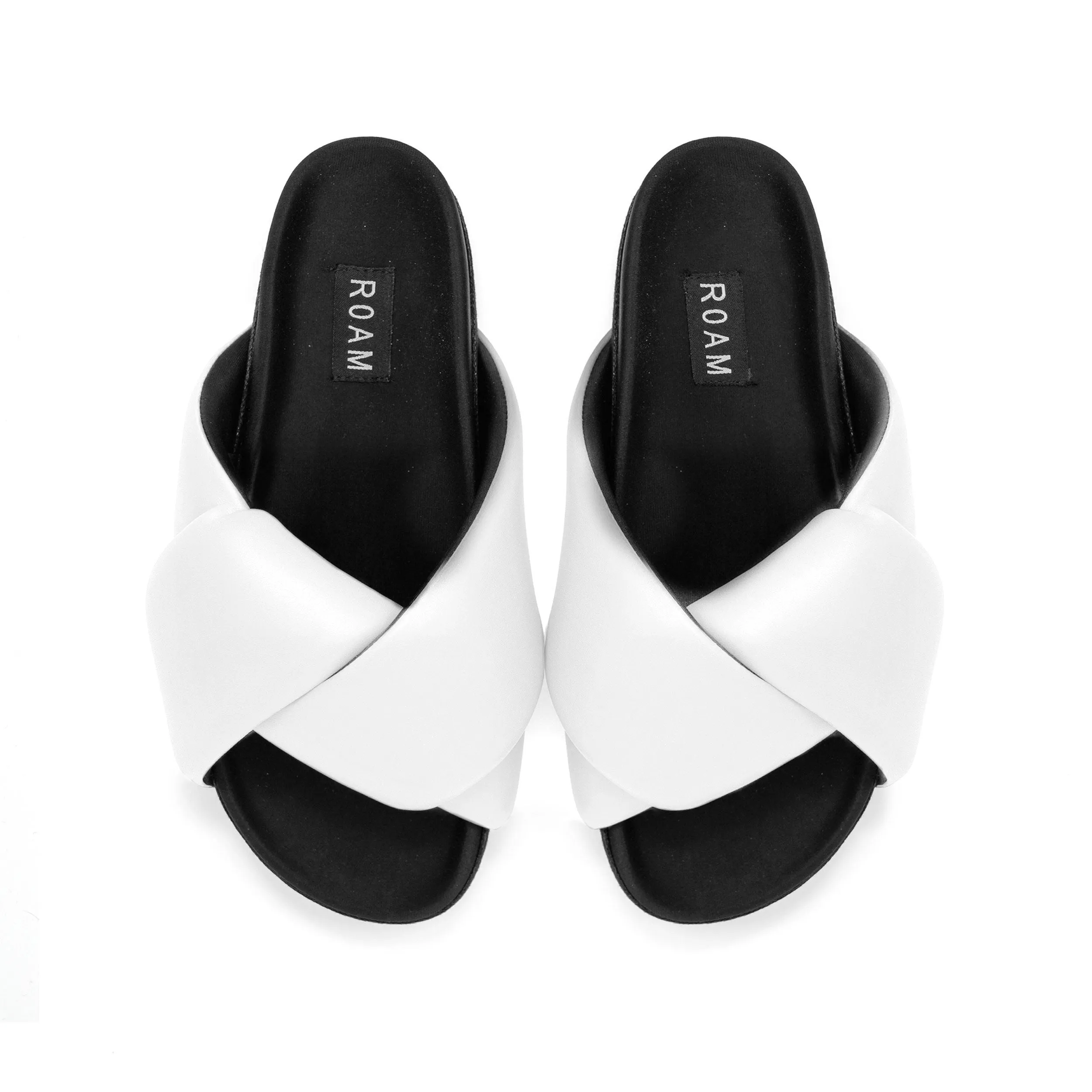 ROAM FOLDY PUFFY SANDALS WHITE VEGAN LEATHER sold by ROAM