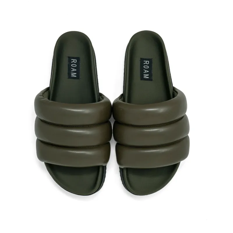 ROAM PUFFY SANDALS KHAKI VEGAN LEATHER sold by ROAM