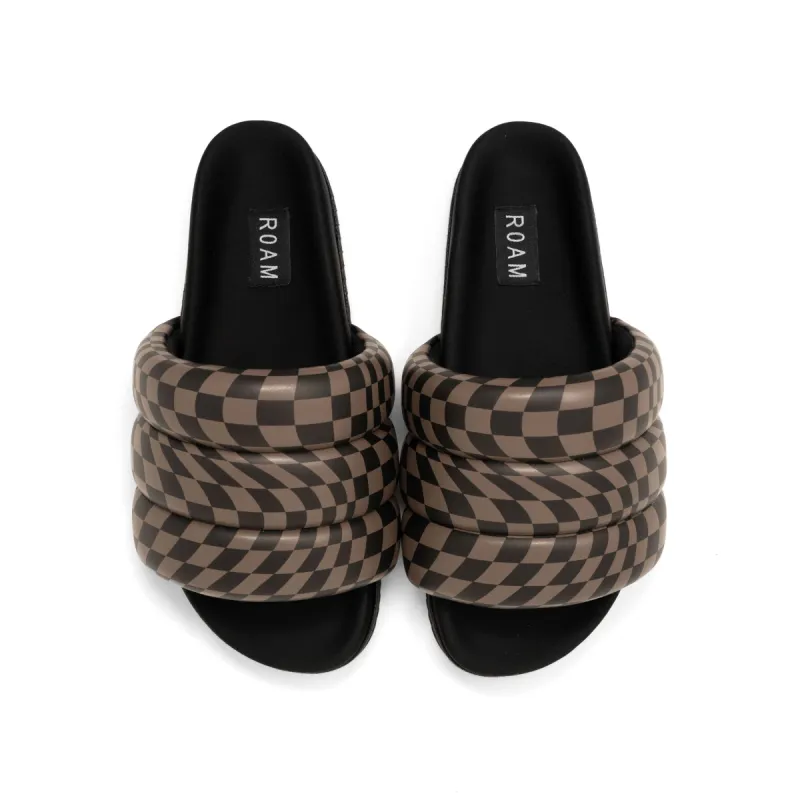 ROAM WAVY CHECK PUFFY BLACK & TAUPE VEGAN LEATHER sold by ROAM