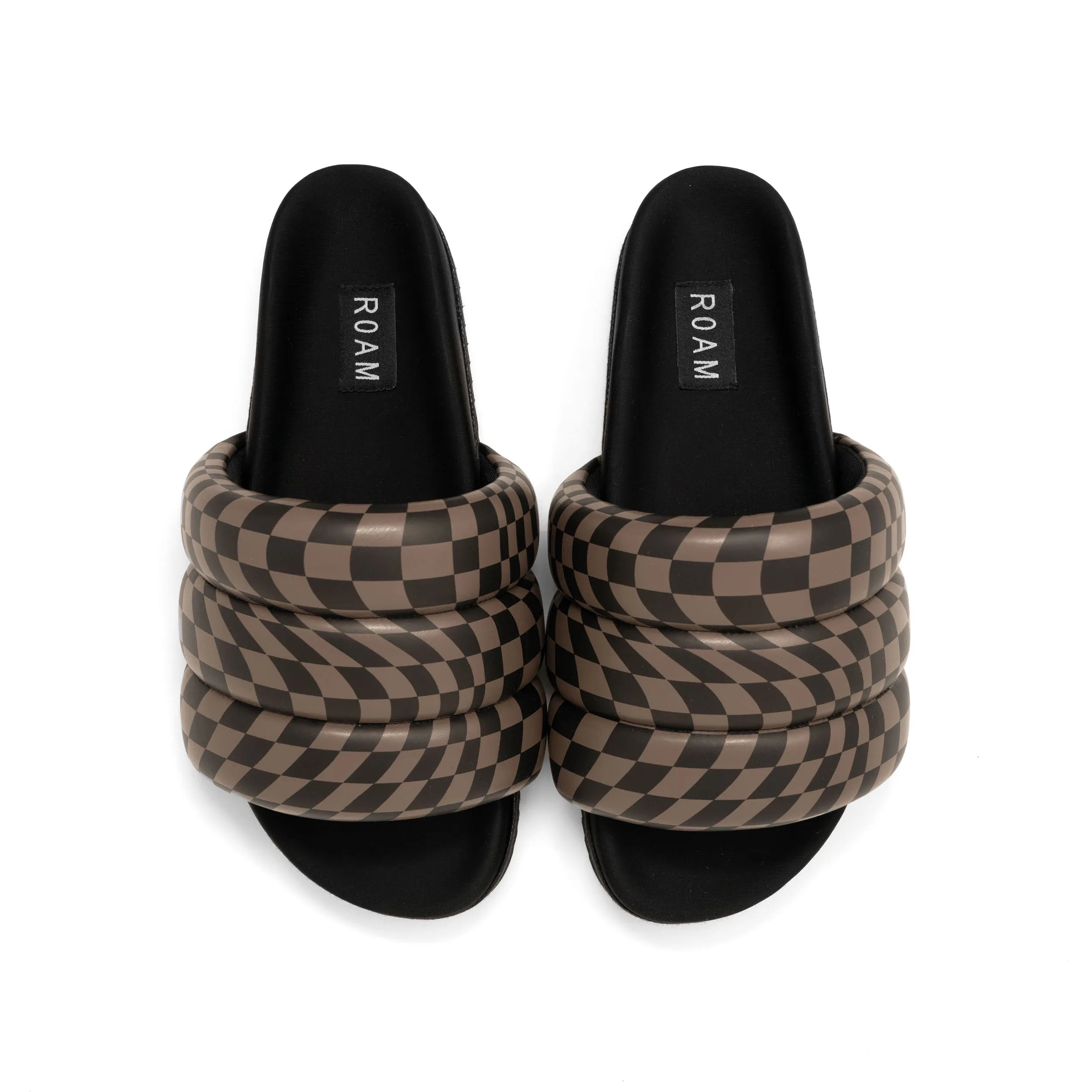 ROAM WAVY CHECK PUFFY BLACK & TAUPE VEGAN LEATHER sold by ROAM