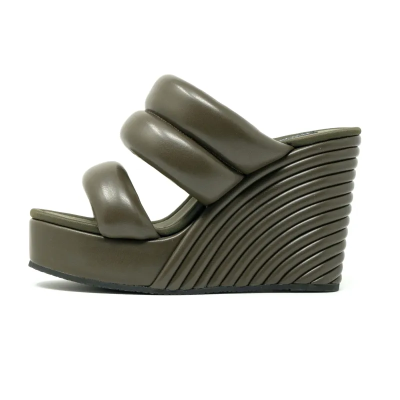 ROAM STRATA WEDGE PUFFY KHAKI VEGAN LEATHER sold by ROAM