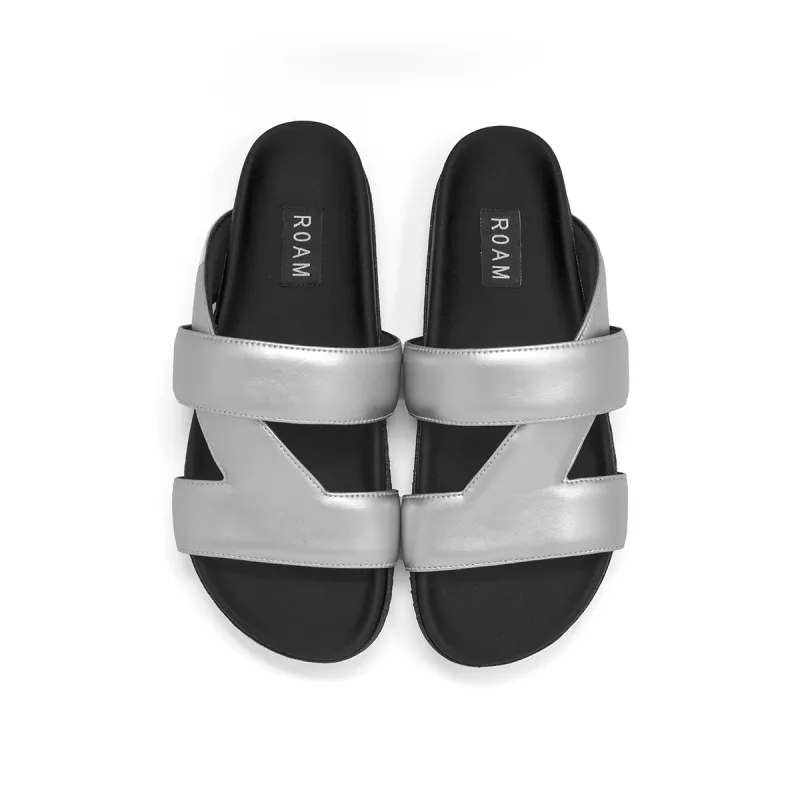 ROAM 7 SANDALS SILVER VEGAN LEATHER sold by ROAM