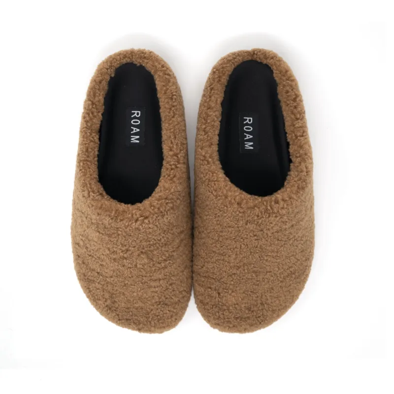 ROAM FUZZY CLOG COGNAC FAUX SHEARLING sold by ROAM