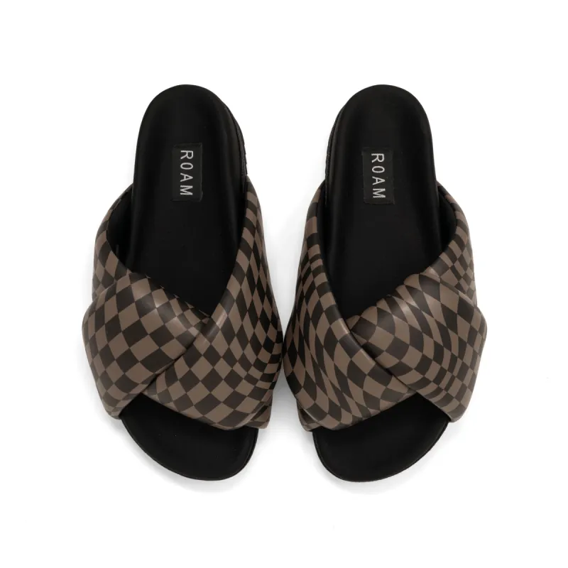 ROAM WAVY CHECK FOLDY BLACK & TAUPE VEGAN LEATHER sold by ROAM