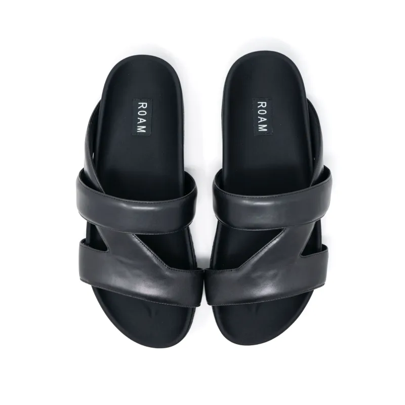 ROAM MEN'S 7 SANDALS BLACK VEGAN LEATHER sold by ROAM